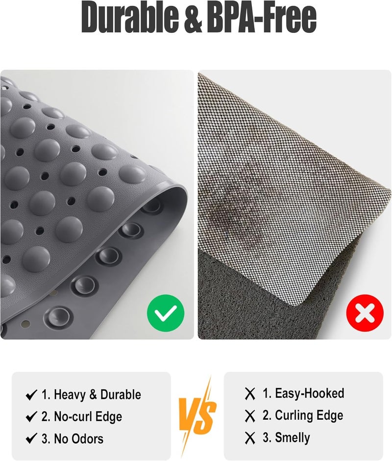 Yonala Extra Large Shower Mat, 47.2 x 31.5 Inch Non Slip Shower Mats for Inside Shower with Drain Hole and Suction Cups, Soft Trimmable TPE Anti Slip Shower Mat for Walk in Shower Stall, Heavy Mat - Image 5